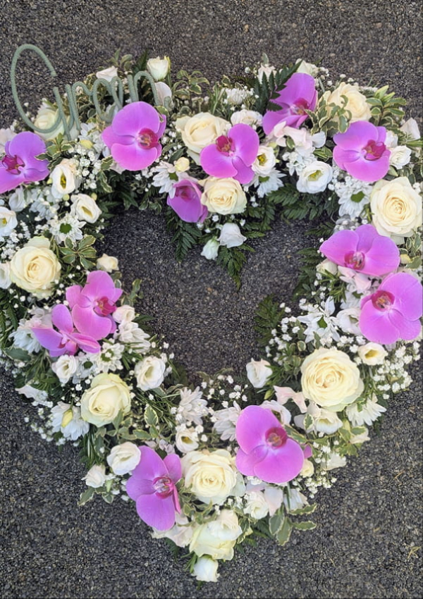 Handmade funeral wreath by Sarah's Flowers Cheshire, florist in Congleton