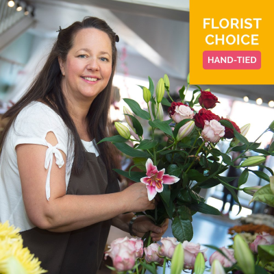 Florist Choice Hand-tied - The florist will design a hand-tied filled with the finest quality seasonal flowers, perfectly wrapped and delivered in water.